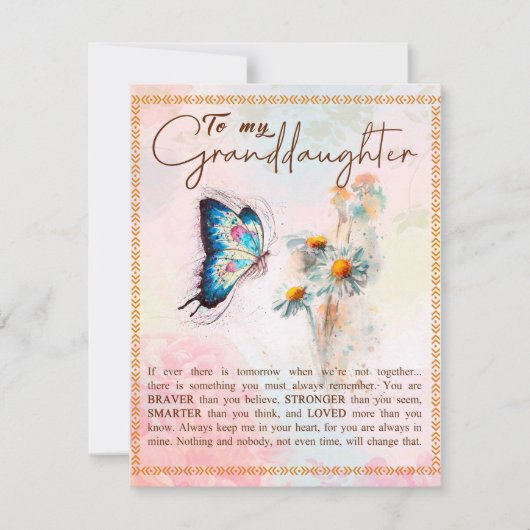 Invitation À Mon Cadeau Petite-Fille, Beau Cadeau Papillon (Devant)