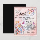 Invitation À Mon Cadeau Tante, Cadeau Papillon De La Nièce (Devant / Derrière)