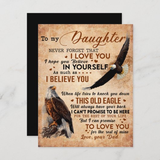 Invitation À Mon Don Fille, Papa Et Fille, Aigle Aigle (Devant / Derrière)