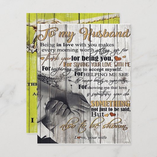 Invitation À mon mari |À ma lettre au mari | Présence mignonn (Devant / Derrière)