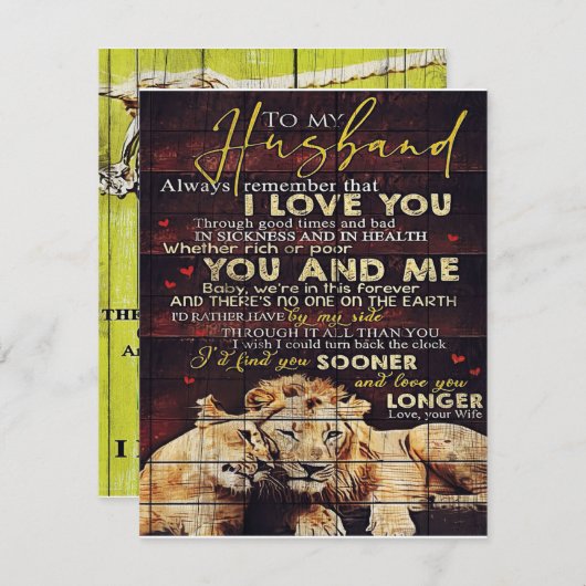 Invitation À mon mari | Mon cadeau au mari | Lettre Pour Lui (Devant / Derrière)