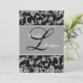 Invitation à monogramme en damas (Debout devant)