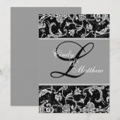 Invitation à monogramme en damas (Devant / Derrière)