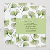 Invitation à motif de feuille verte (Devant / Derrière)