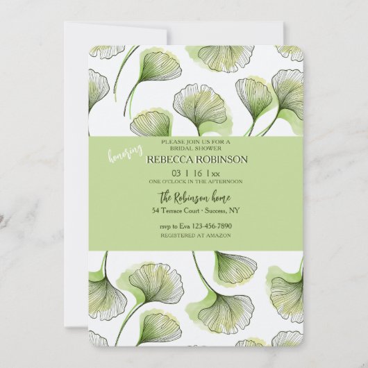 Invitation à motif de feuille verte (Devant)