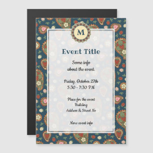Invitation à motif paisley fraise