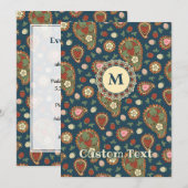 Invitation à motif paisley fraise (Devant / Derrière)