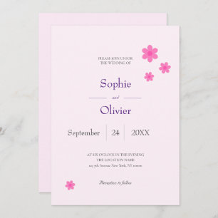 invitation à motif rose