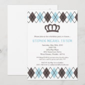 invitation à motifs de losanges bleue de fête (Devant / Derrière)