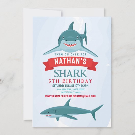 Invitation à nager pour l'anniversaire du requin (Devant)
