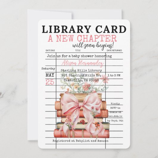 Invitation A New Chapter Baby Shower (Devant)