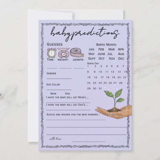 Invitation A New Chapter begins Baby Prediction Game Card (Devant)