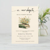 Invitation A New Chapter Begins Baby Shower flowers Storybook (Debout devant)