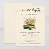 Invitation A New Chapter Begins Baby Shower flowers Storybook (Devant / Derrière)