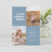 Invitation A New Chapter Begins Blue Graduation Invite (Debout devant)