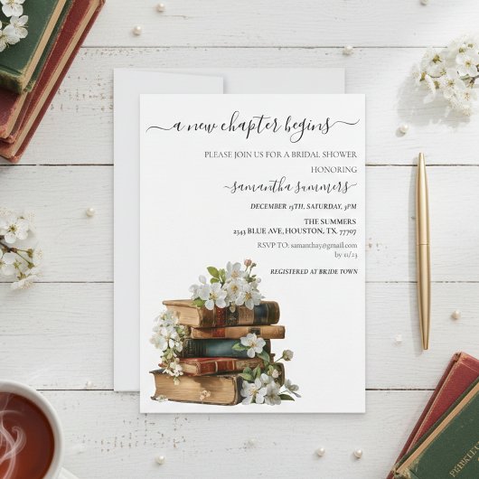 Invitation A new Chapter Begins Book Bridal shower