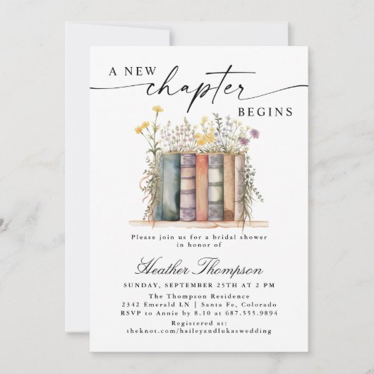 Invitation A New Chapter Begins Bridal Shower (Devant)