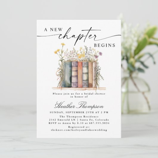 Invitation A New Chapter Begins Bridal Shower (Debout devant)