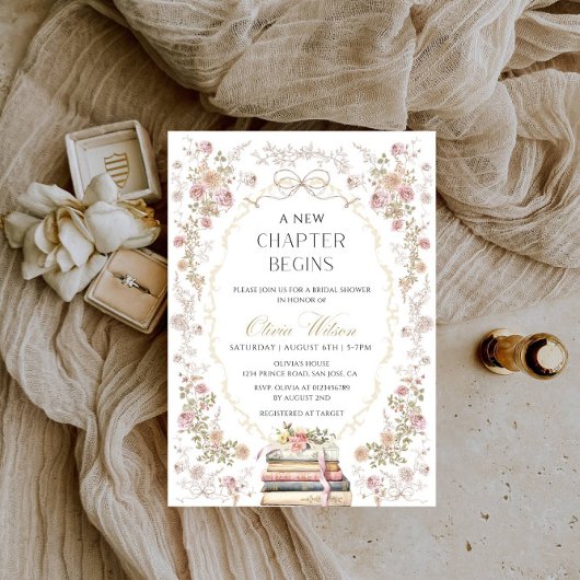 Invitation A New Chapter Begins Bridal Shower Party