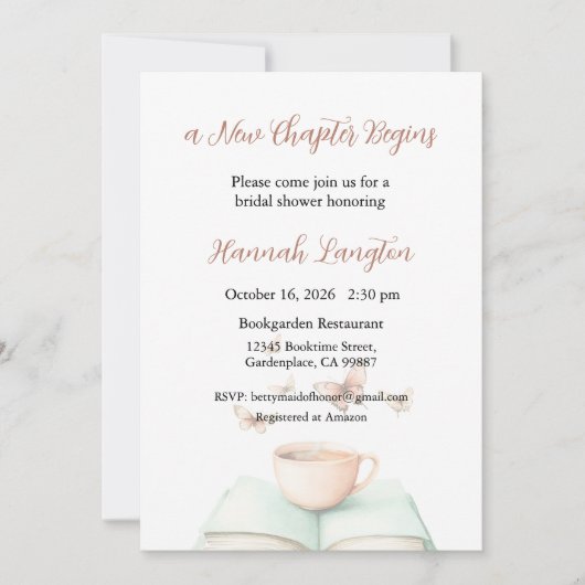 Invitation A New Chapter Begins Invitation, Bridal Shower (Devant)