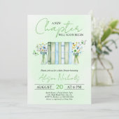 Invitation A New Chapter Begins neutral green baby shower (Debout devant)