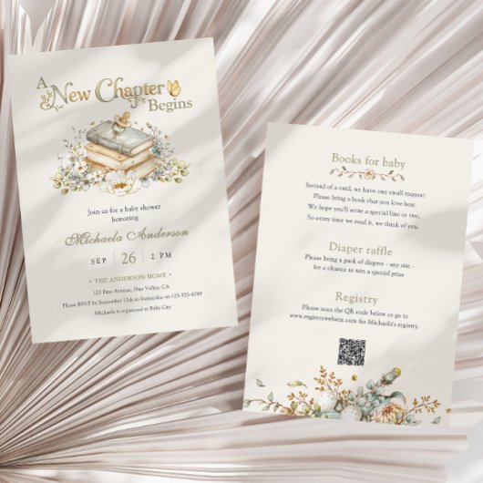 Invitation A New Chapter Begins Rustic Book Theme Baby Shower
