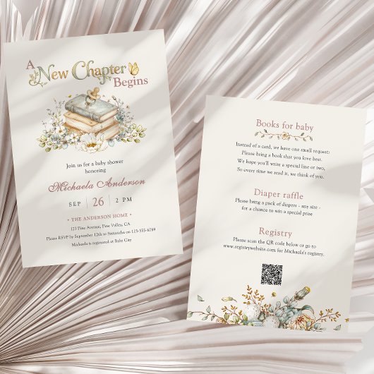 Invitation A New Chapter Begins Rustic Book Theme Baby Shower