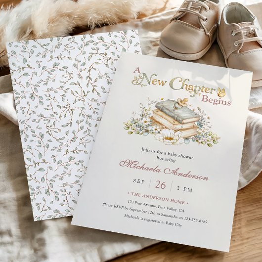 Invitation A New Chapter Begins Rustic Book Theme Baby Shower