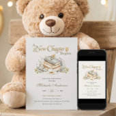 Invitation A New Chapter Begins Rustic Book Theme Baby Shower