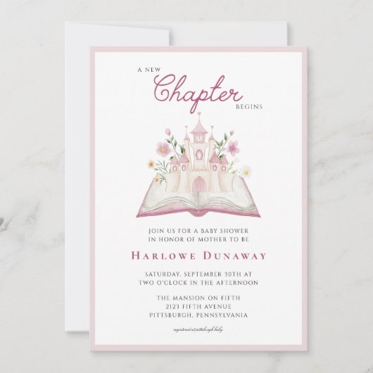 Invitation A New Chapter Begins Storybook Baby Shower  (Devant)