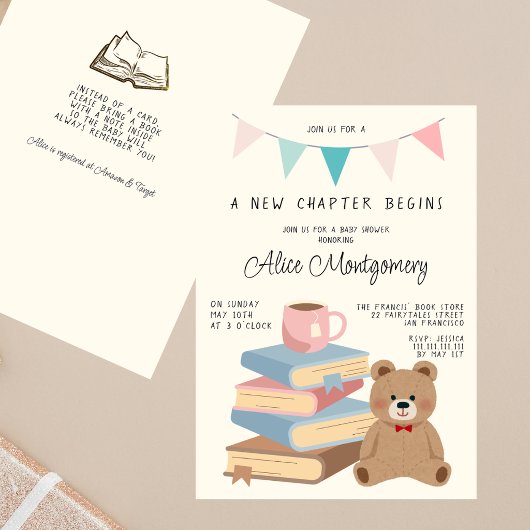 Invitation A New Chapter Begins Storybook Boho Baby Shower 