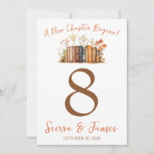 Invitation A New Chapter Begins! Wedding Table Number Signs (Devant)