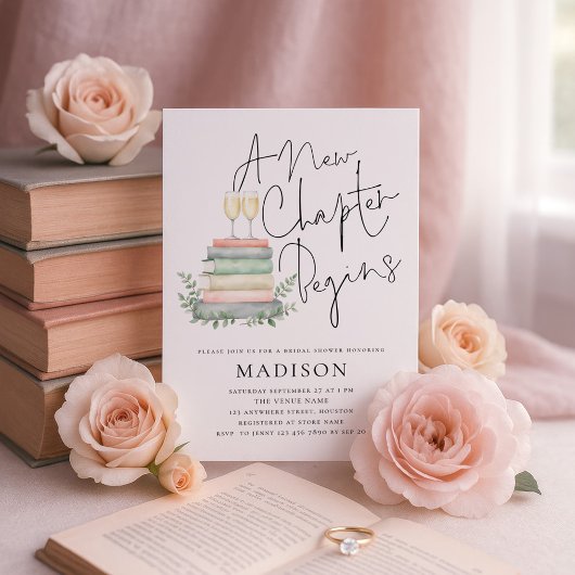 Invitation A New Chapter Books Bubbly Bridal Shower