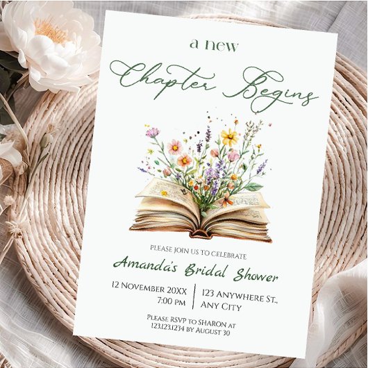Invitation A New Chapter bridal shower