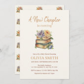 Invitation A New Chapter is Coming, Books With Flowers (Devant / Derrière)