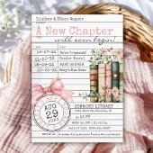 Invitation A New Chapter Library Card Books Pink Baby Shower