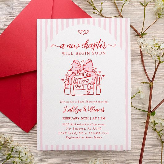 Invitation A New Chapter Pink Baby Shower