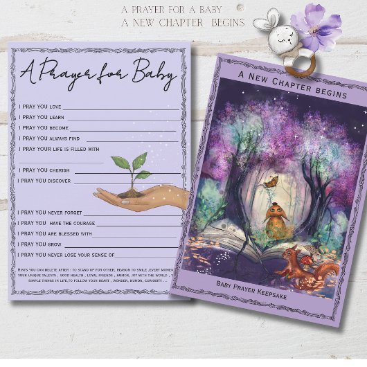 Invitation A New Chapter Storybook Forest Baby Prayer Card