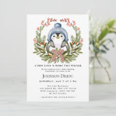 Invitation A New Love Is Born This Winter Winter Penguin Baby (Debout devant)