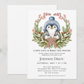 Invitation A New Love Is Born This Winter Winter Penguin Baby (Devant / Derrière)