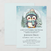 Invitation A New Love Is Born This Winter Winter Penguin Baby (Devant / Derrière)