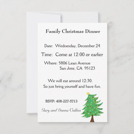 Invitation à Noël (Dos)