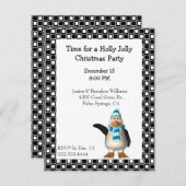 Invitation à Noël de Pingouin de dessin animé (Devant / Derrière)