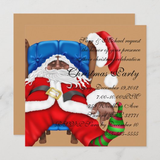 Invitation à Noël pour la clause Santa (Devant / Derrière)