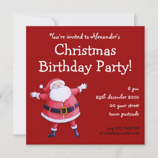 Invitation à Noël rouge du Père Noël (Devant)