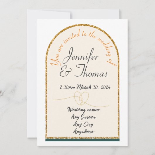 Invitation à notre mariage/bordure dorée (Devant)