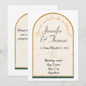 Invitation à notre mariage/bordure dorée (Devant / Derrière)