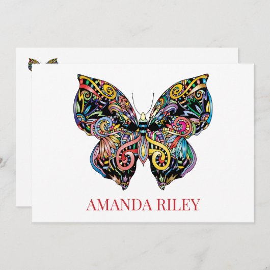 Invitation à papillon / Carte pour notes personnal (Devant / Derrière)