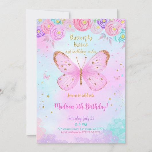 Invitation à papillon de couleur de l'eau (Devant)