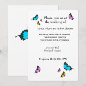 Invitation à papillon Mariage coloré (Devant / Derrière)